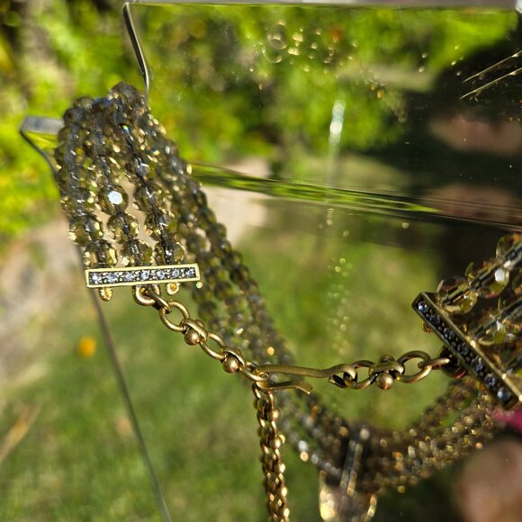 Heidi Daus Smoky Topaz Strand Swarovski Crystal Torsade Choker Necklace - Picture 6 of 11